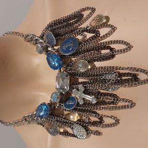 Guess silver and blue adjustable necklace